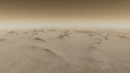 landscape on planet Mars, scenic desert scene on the red planet
