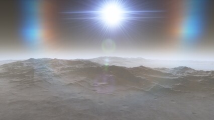 landscape on planet Mars, scenic desert scene on the red planet
