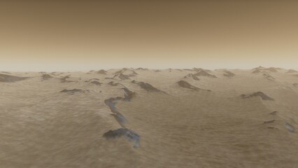 landscape on planet Mars, scenic desert scene on the red planet

