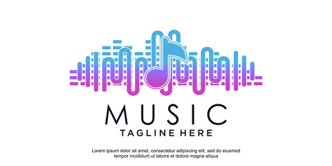 Music logo design with modern concept premium vector Premium Vector