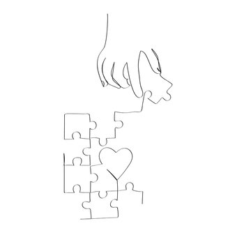 recommend clip art: continuous line art drawing of hand holding puzzle piece