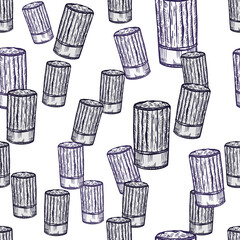 High chef hat sketch seamless pattern. Kitchen traditional element for cook in hand drawn style.