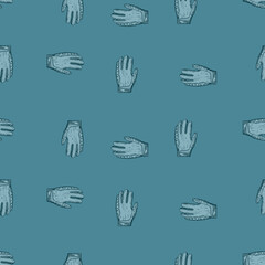 Football gloves seamless pattern engraving. Vintage sport background in hand drawn style.