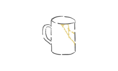 コップ　金継ぎの線画イラスト