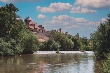 the small town of Besigheim on the River Enz in Germany - obrazy, fototapety, plakaty