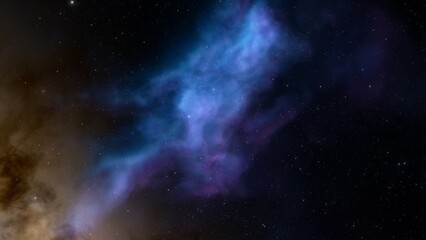 Naklejka na ściany i meble colorful space background with stars, nebula gas cloud in deep outer space, science fiction illustrarion 3d render