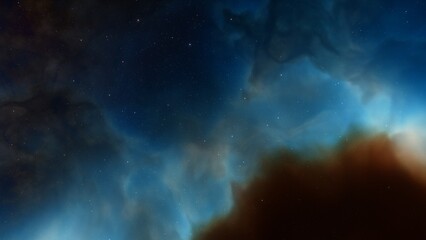 Obraz premium colorful space background with stars, nebula gas cloud in deep outer space, science fiction illustrarion 3d render