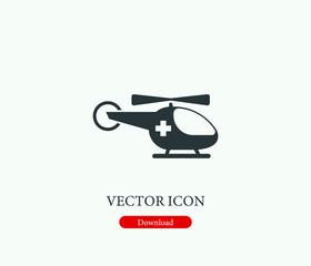 Helicopter vector icon. Editable stroke. Symbol in Line Art Style for Design, Presentation, Website or Mobile Apps Elements, Logo.  Helicopter symbol illustration. Pixel vector graphics - Vector