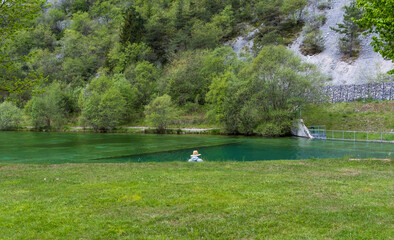 Nembia nature reserve. Naturalistic oasis of Nembia lake in western Trentino Alto Adige - Adamello-Brenta Nature Park - northern Italy