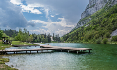 Nembia nature reserve. Naturalistic oasis of Nembia lake in western Trentino Alto Adige - Adamello-Brenta Nature Park - northern Italy