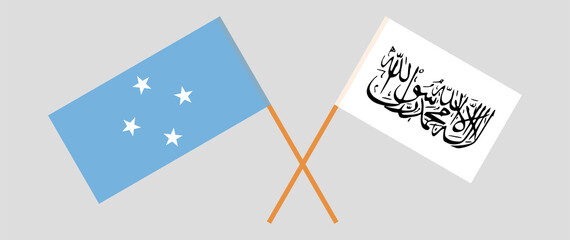 Crossed flags of Micronesia and Taliban. Official colors. Correct proportion