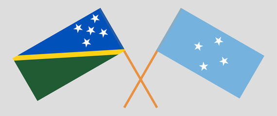 Crossed flags of Solomon Islands and Micronesia. Official colors. Correct proportion