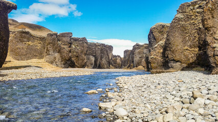 river cross fja&eth;r&aacute;rglj&uacute;fur canyon landscape Iceland