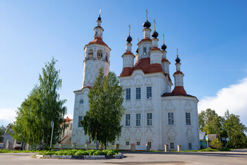 The ancient Church of the Entrance of the Lord to Jerusalem on a summer day. Totma, Vologda region. Russia