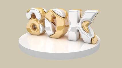 3D Banner with 80k Followers. Thank you for subscribe. Yellow and white text. 3d rendering