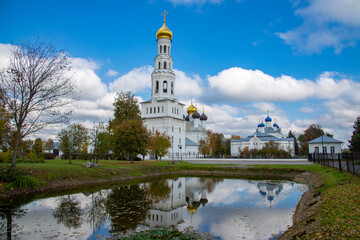 The old church complex in Zavidovo on a September day. Tver region, Russia