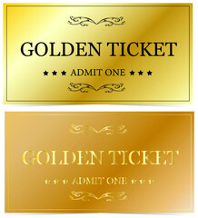 Universal ticket of golden color. Used in web design, illustrations, posters, banners.