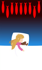 Poster concept against the war and russian armed aggressive invasion and war crimes. Ukrainian children during the war. War in Ukraine. Children against war.