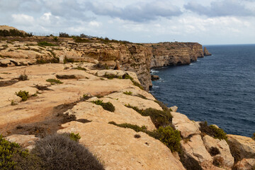 Fototapeta na wymiar Irdum ta' Ħal Far Coastline, Malta, Sept. 2021