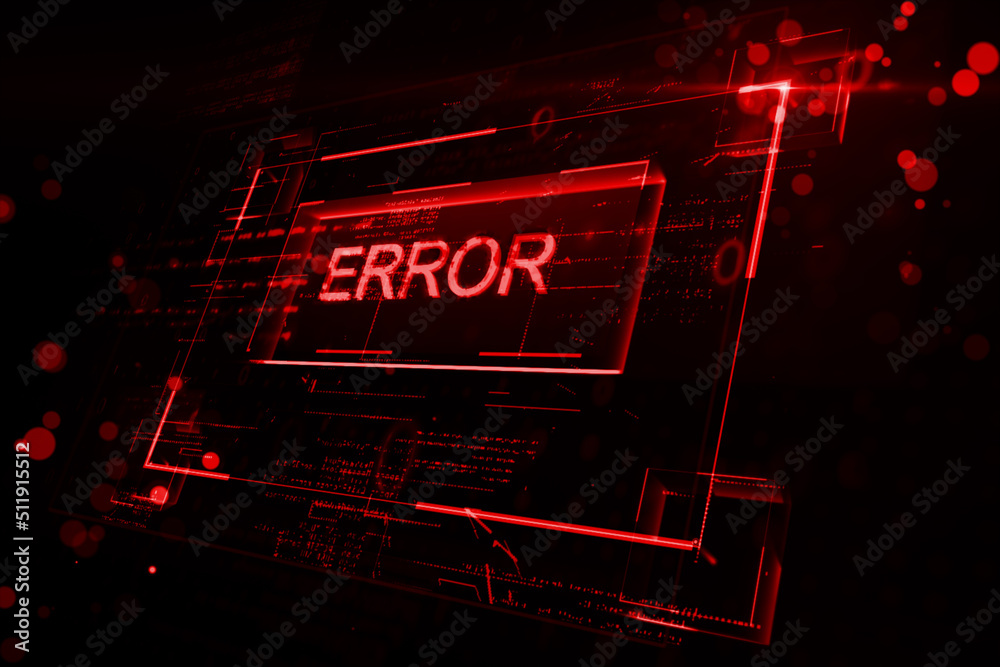 Aufkleber Warning system and security alarm concept with digital red error word on abstract dark background. 3D rendering