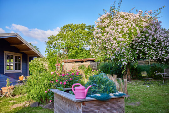 Gie&szlig;kanne am Hochbeet