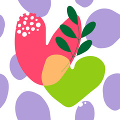 Cute hand drawn heart seamless vector pattern