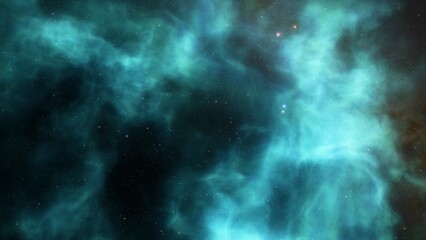 Cosmic background with a blue purple nebula and stars
