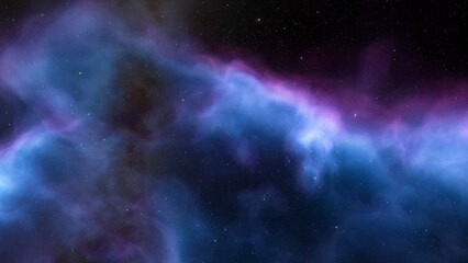 Naklejka na ściany i meble Cosmic background with a blue purple nebula and stars 