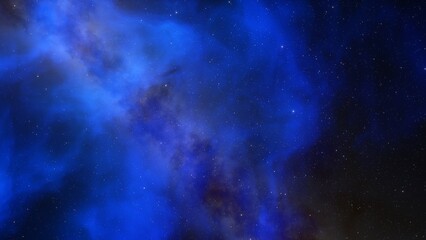 Cosmic background with a blue purple nebula and stars
