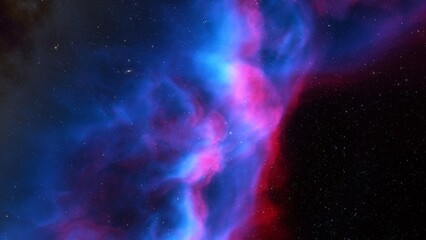 Cosmic background with a blue purple nebula and stars
