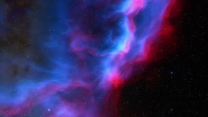 Cosmic background with a blue purple nebula and stars
