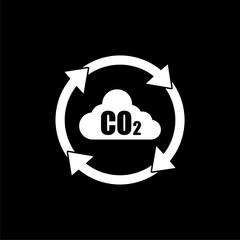  CO2 emissions logo isolated on dark background