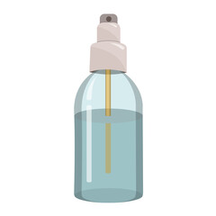 vector cosmetic packaging, blue bottle, glass tube. massage spray. Women's items, natural face and body care products