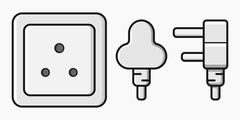 power outlet plug indian type d vector flat illustration