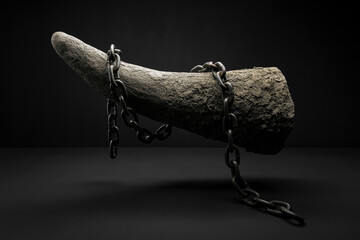 Rhinoceros horn burdened by the heavy chains of continuous poaching. - 511921796