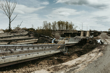 Destroyed bridge in Ukraine