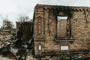 Houses and buildings destroyed in Ukraine due to the war