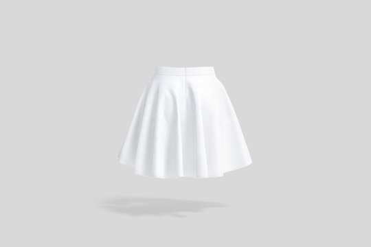Blank white women mini skirt mockup, gray background