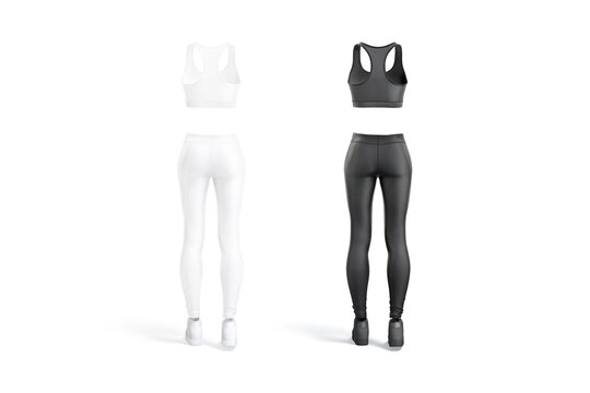 Blank black and white women sport uniform mockup, back view