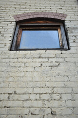 Old Window with Glass Brick Building