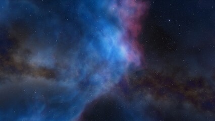 Naklejka na ściany i meble bright nebula, nebula in space, majestic red-purple nebula, beautiful space background 3D render 