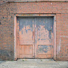 Red Door Brick Building Downtown