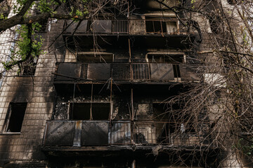 Houses and buildings destroyed in Ukraine due to the war