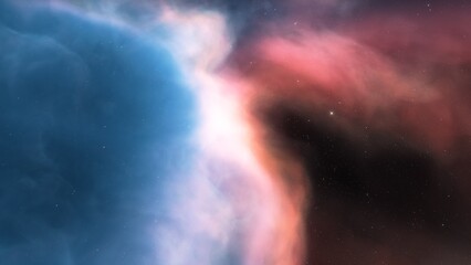 Fototapeta na wymiar red-violet nebula in outer space, horsehead nebula, unusual colorful nebula in a distant galaxy, red nebula 3d render 