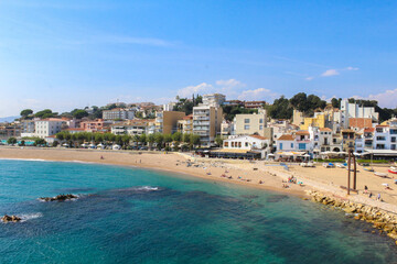 Fototapeta premium Maritime view of Blanes beach (Costa Brava).