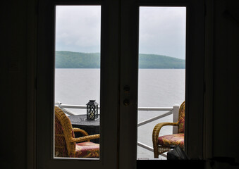 Rainy Day at a Lake House (looking out the back door)