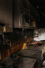 The apartment was destroyed by a rocket attack and fire. Irpen, Ukraine