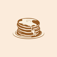 Vector of Pancake with honey butter vintage style illustration . Drawing element design. Used for menu, poster, banner, label, logo or printed t-shirts, etc