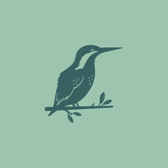 Graphic art bird kingfisher. Perfect for brand decoration vector illustration