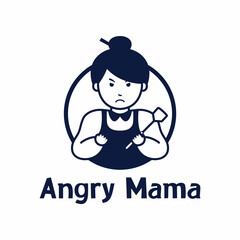angry mama logo illustration, Angry mother Cooking Baking Logo Template